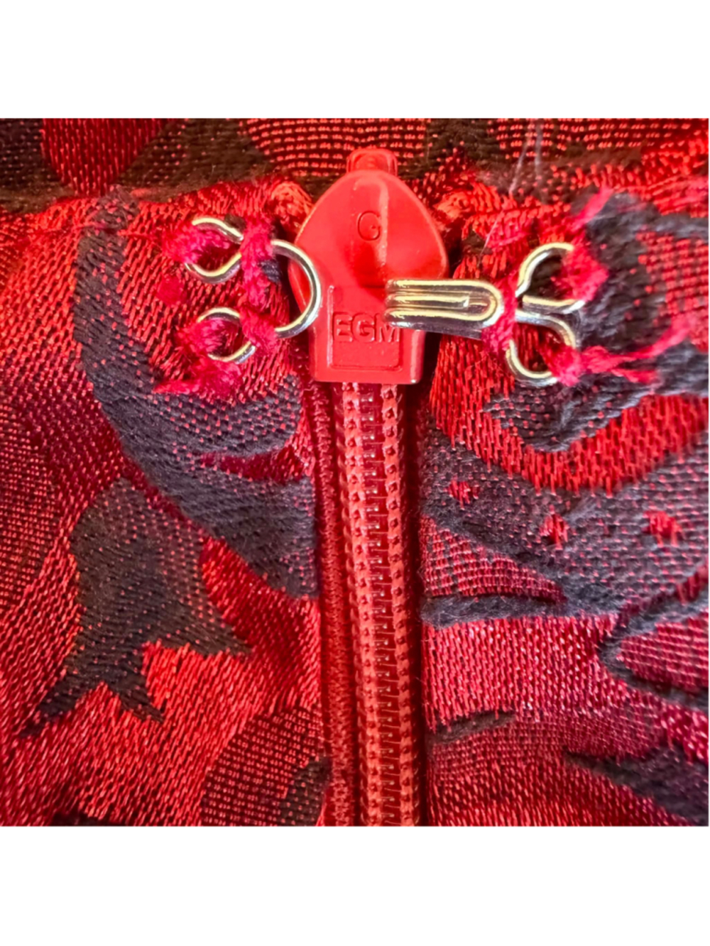 Belle Poque Red Black Brocade Corset Lace-Up Ruffled Maxi Skirt Gothic Victorian - Picture 5 of 13